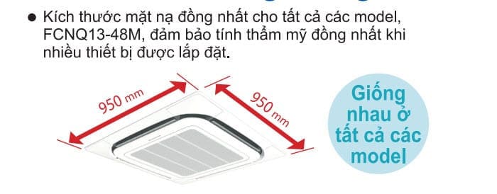 Kiểu dáng nhỏ gọn của máy lạnh âm trần Daikin