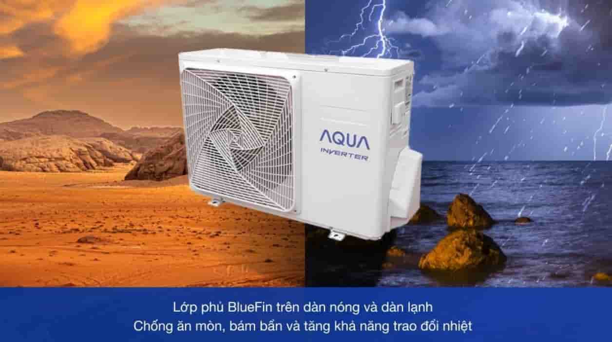 Máy lạnh treo tường Aqua có lớp Bluefin chống ăn mòn;