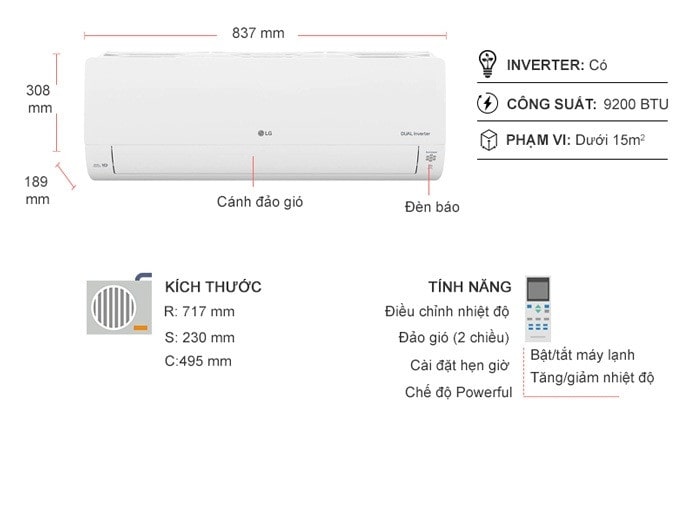 Máy Lạnh Treo Tường LG Inverter V10APH2 - 1 HP